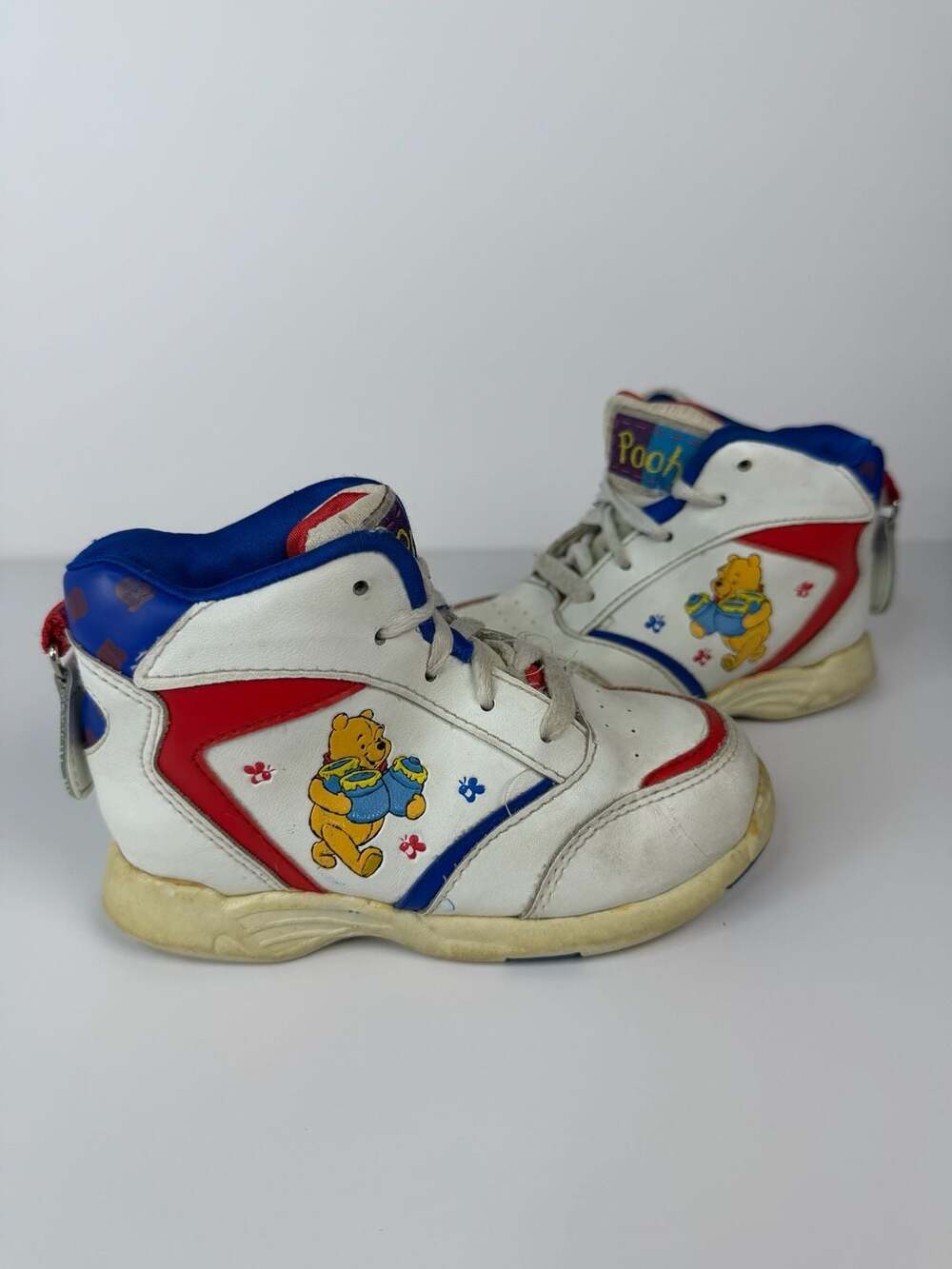Vintage Disney Winnie the Pooh High Top Toddler Sneakers White Red Blue Size 4